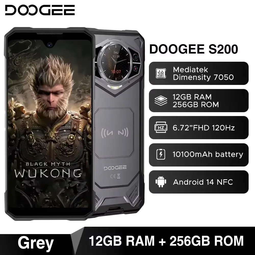 Globale Version DOOGEE S200 5G Robustes Telefon 6,72" 120Hz Display 12GB 256GB 100MP AI Hauptkamera 10100mAh Akku NFC Smartphone 3