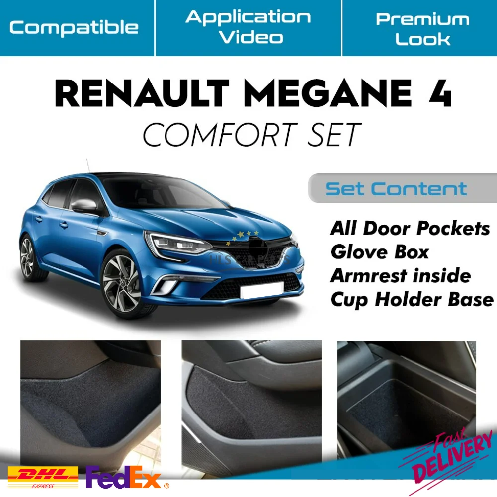 For Renault Megane 4, Self Adhesive -Laser Cut Fabric Acoustic Insulated Car Vibration Isolation, Noise Muffler Free Shipping