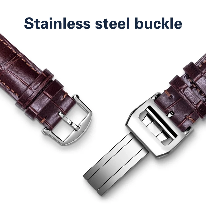 Bracelete de Relógio de Couro Genuíno para IWC, Couro Portofino Português, Pulseira para Piloto, 20mm, 22mm