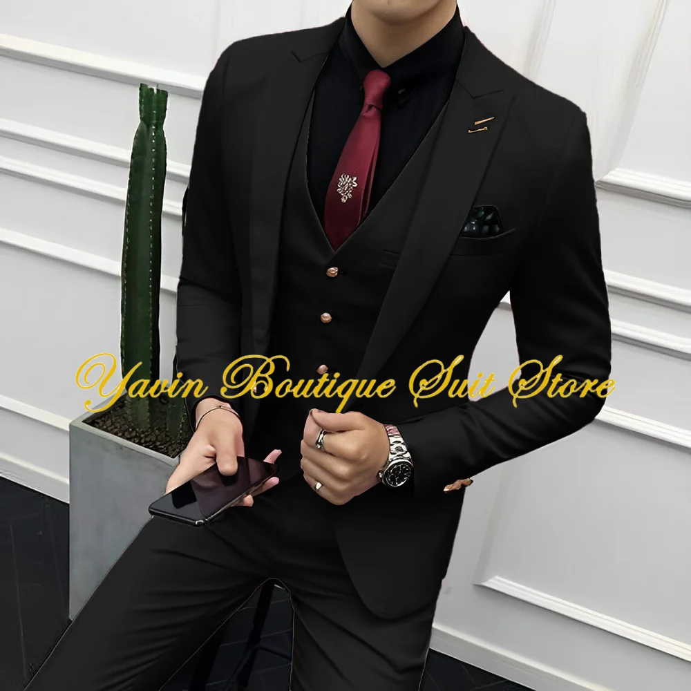 Formal Men's Suits Wedding Groom Tuxedo Prom Handmade Costume Fashion Jacket Vest Pants Man Blazer Suit