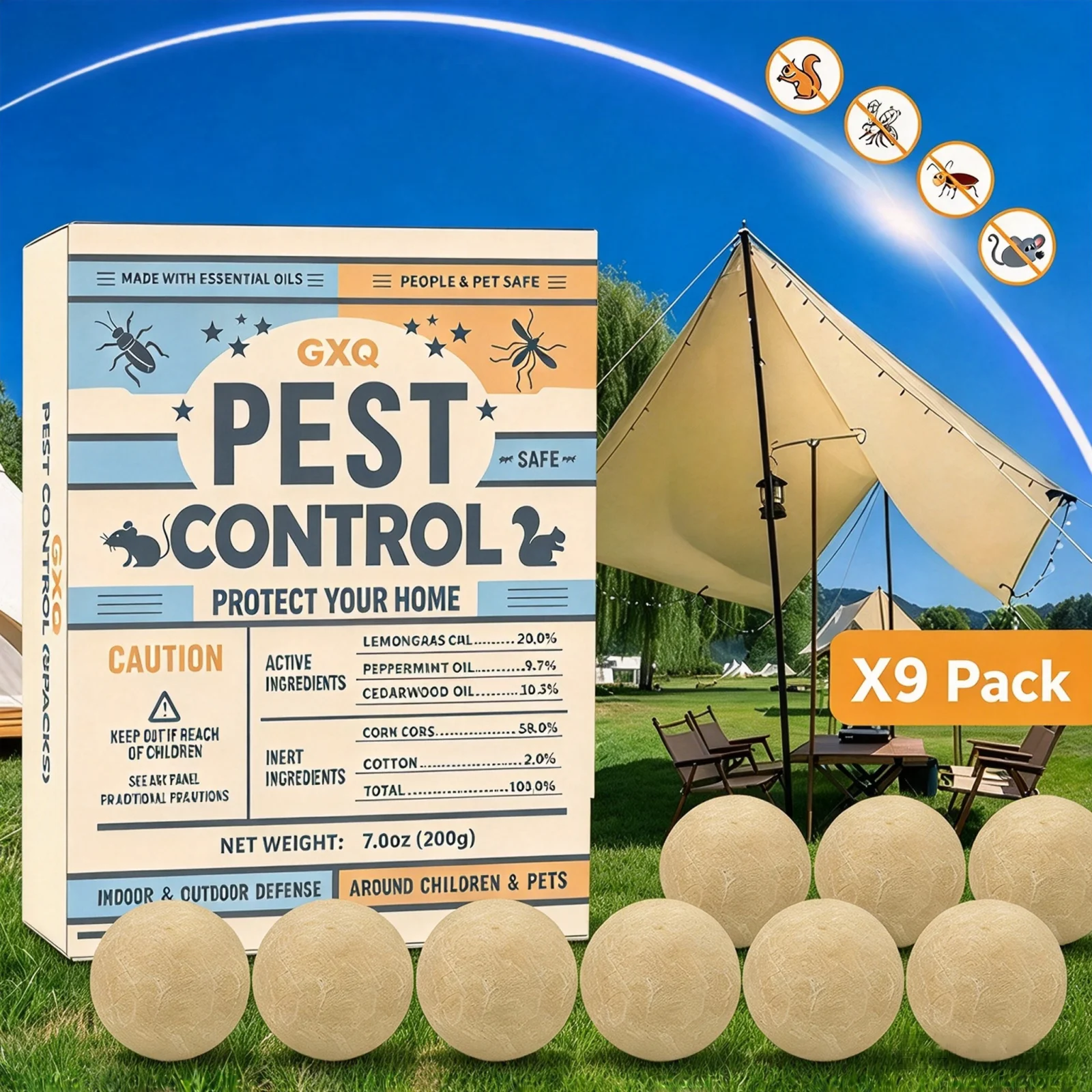 Pest Control  Repellent, Rodent Repellent, Mouse Repellents, Peppermint Oil to Repel Mice and Rats, Rat Deterrent, Repel Mosquito, Roach, Ant, Rodent, Spider, Moths & Other Pest Repellent-9PACK