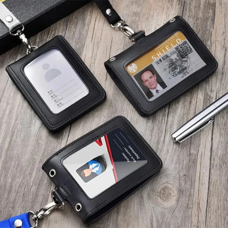 Nowy 4-stronny przezroczysty uchwyt na identyfikator z dekoracją okna Etui na dowód osobisty Etui na karty pracy Prawdziwy pasek na pasek Etykieta z imieniem Odznaka pracownika — zdjęcie 2