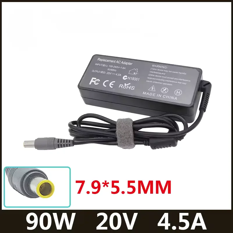 Xmsj para lenovo adaptador de laptop 20v 4.5a 90w 7.9*5.5mm 8 pinos carregador ac para t6 r6 z6 x6 x200 x300 3000 c100 t60 e125 e430 e530 e4