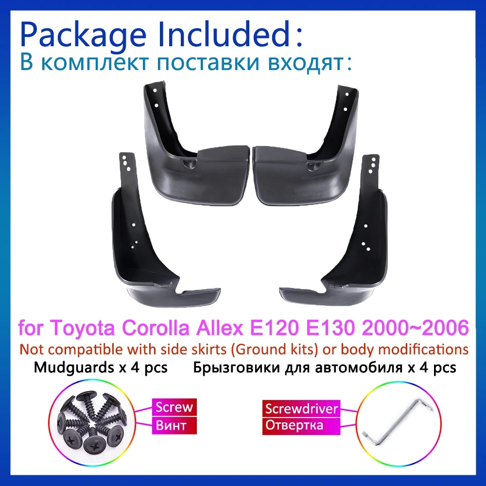 Mudguards for Toyota Corolla E120 E130 2000~2006 120 130 Accessories 2001 2002 2003 2004 2005 Allex MudFlaps Splash Guards Rear