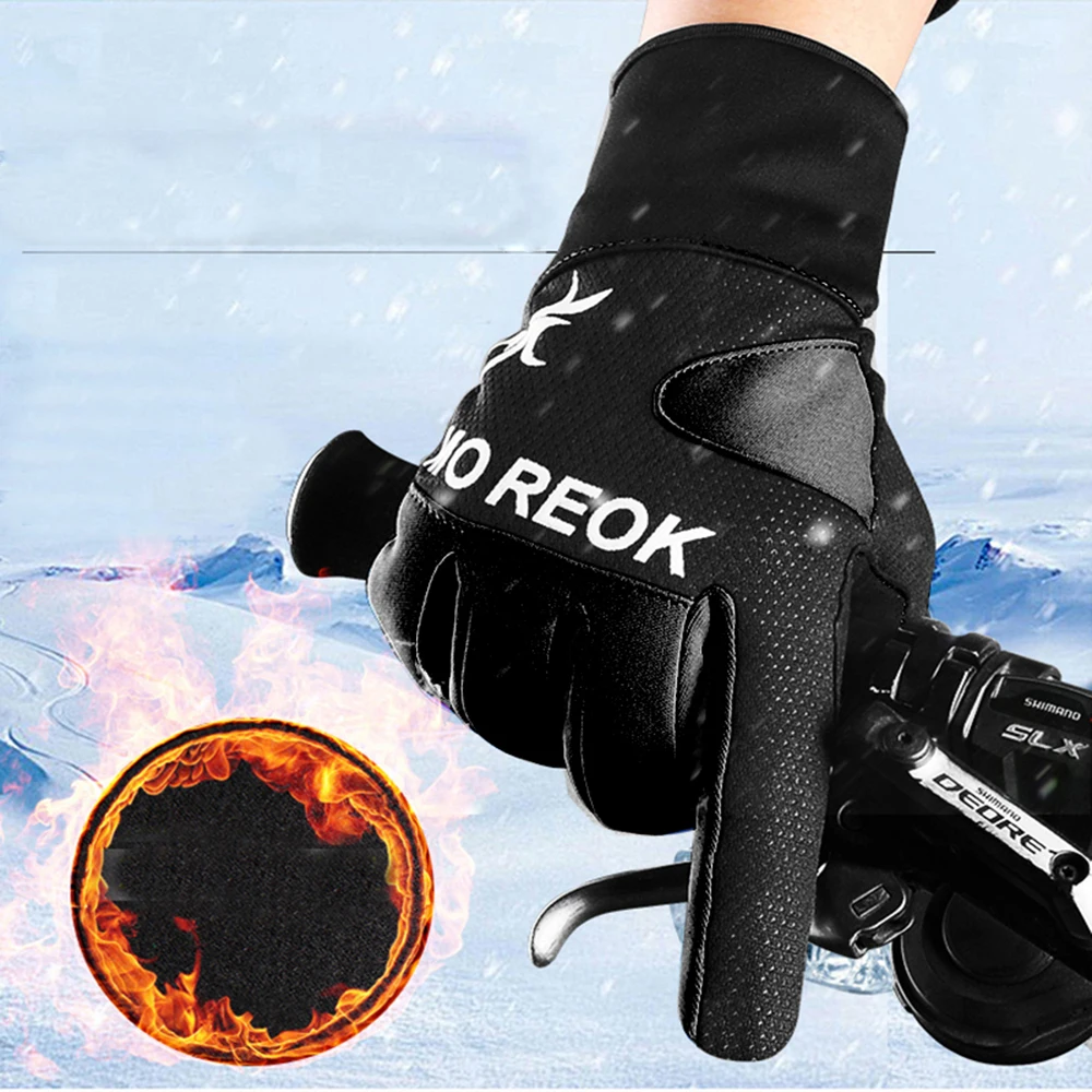 MOREOK Thermal Gloves Full Finger 3M Thinsulate Winter Gloves Touchscreen Cycling Gloves Windproof Road Bicycle Bike Gloves Men