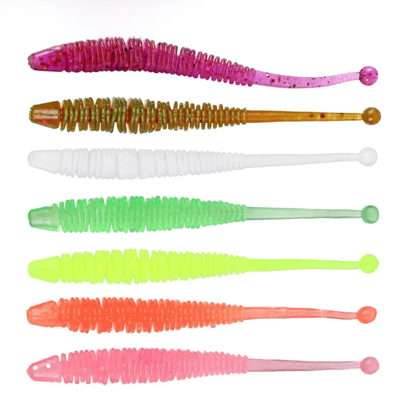 10 sztuk/partia Fishing Spiral Worm miękkie przynęty 6cm 0.6g Jigging Wobblers zapach krewetki dodatki silikonowe sztuczne przynęty Pesca Tackle — zdjęcie 2