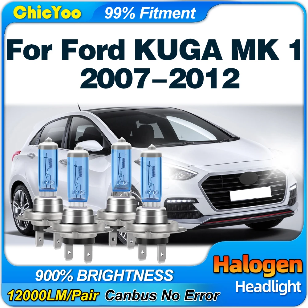 

200W Car Halogen Headlight 6000K High Low Beam Auto Lamps 12V Plug And Play For Ford KUGA MK 1 2007 2008 2009 2010 2011 2012