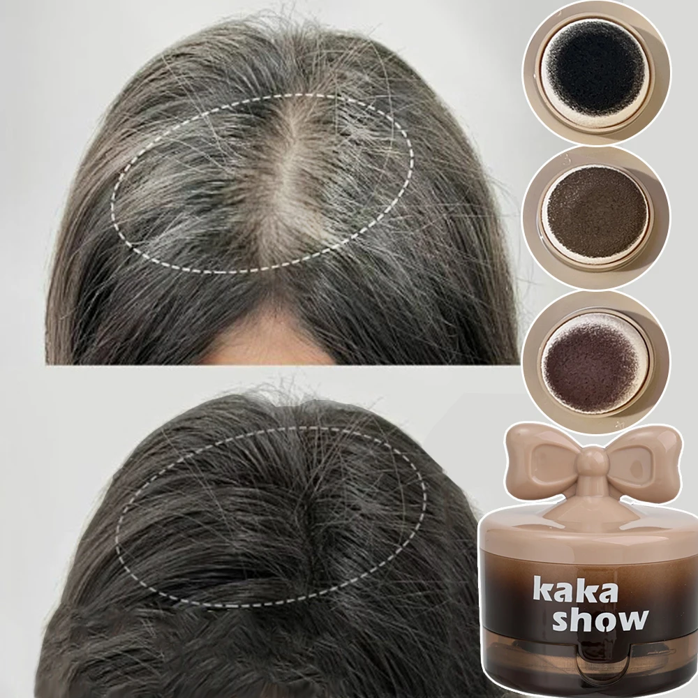 Pó de linha fina natural com cinto, espelho instantâneo à prova d'água, cobertura de raiz preta, corretivo de cabelo, cobertura de longa duração