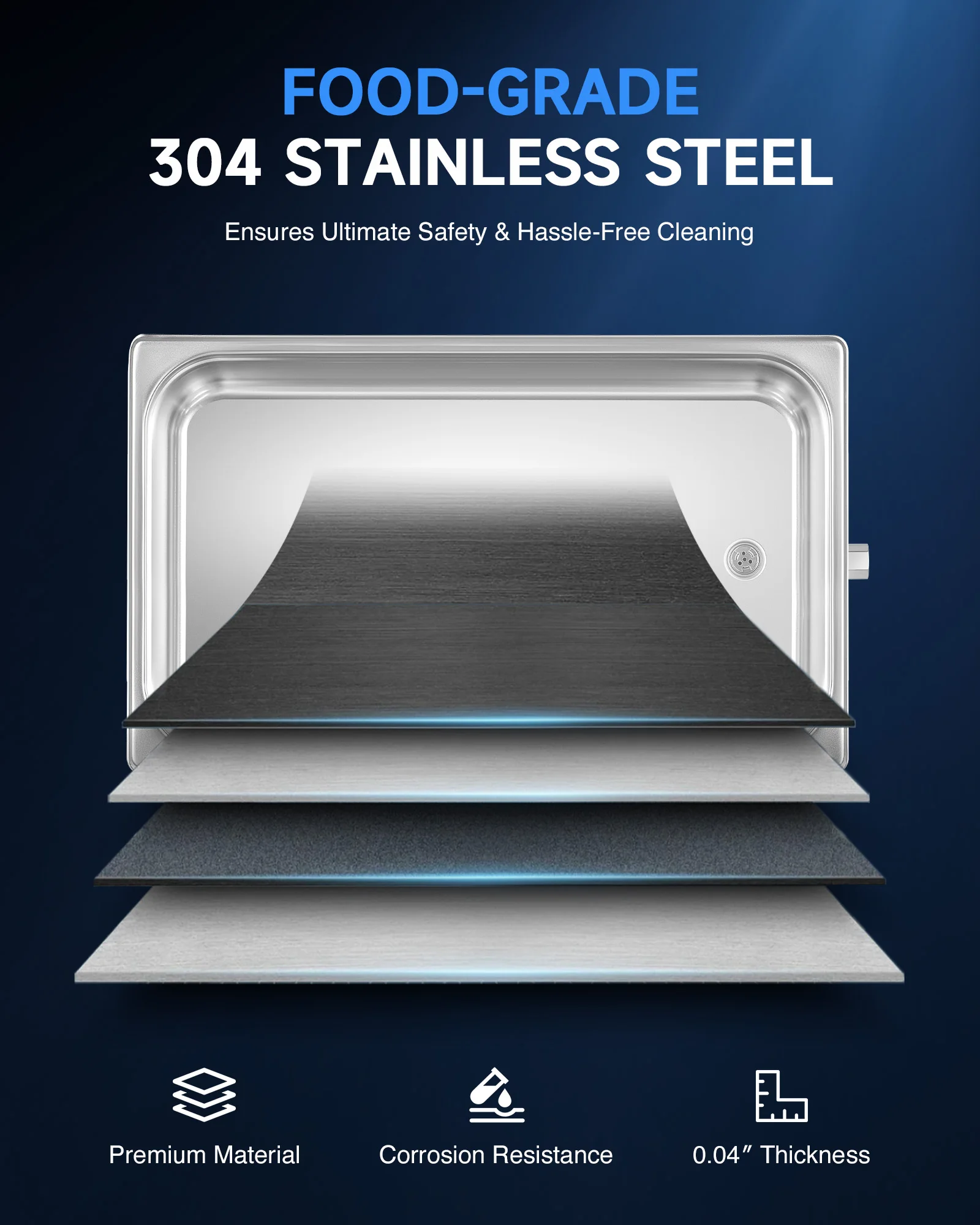 CREWORKS Pulitore ad ultrasuoni da 2 litri a 30 litri in acciaio al titanio con modalità Degas e delicata