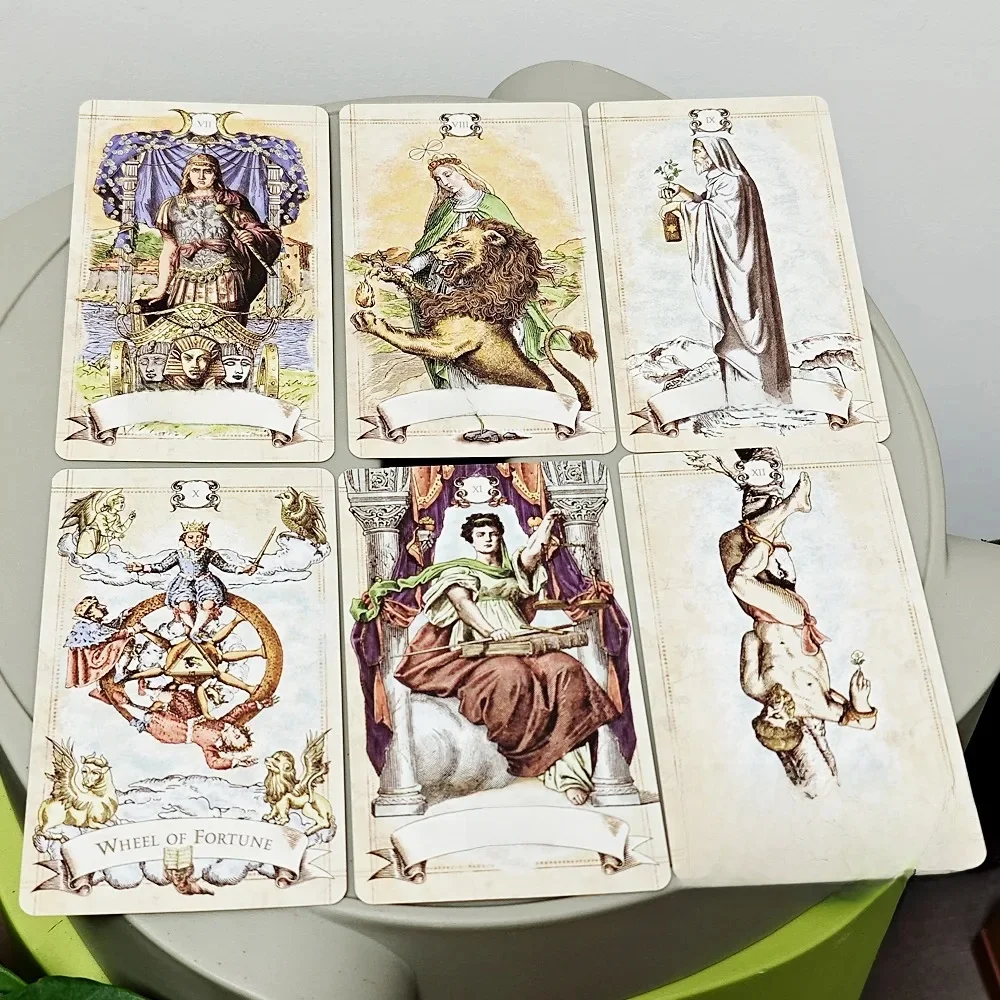 Jeu de Tarot de Style ancien, 79 pièces en relief Double face, illustrations Vintage, surbrillance du simbolisme clair, emballé dans une boîte rigide 12x7cm