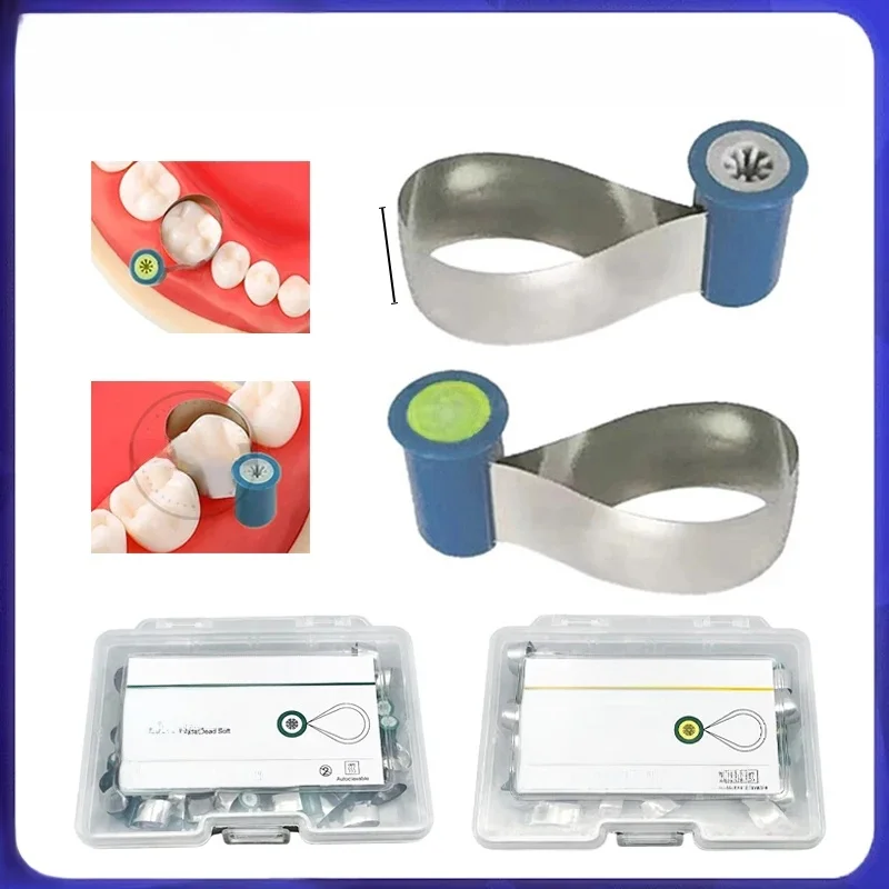 50 pièces nouvelles bandes de matrice dentaire hauteur 5mm bandes de matrice profilées Double face anatomiques Type de bouton matrice en acier inoxydable