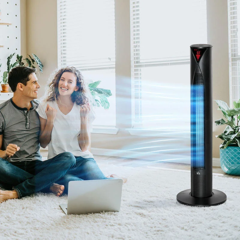 Ventilateur Colonne Silencieuse Oscillation 70° Minuterie 12h 4 Modes 3 Vitesses 45W 31.5 X 31.5 X 96 Cm Noir