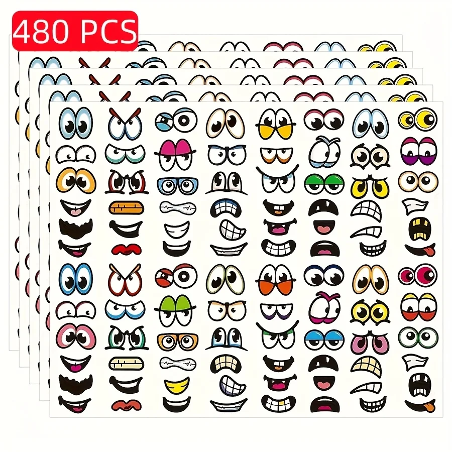 480 Pcs Color Funny Eyes and Mouth Stickers for Scrapbooking