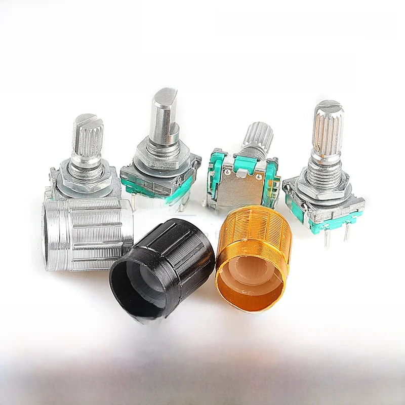 Encodeur rotatif EC11 w, 20 positions, 360 degrés, bouton poussoir, poignée longue de 5 broches, 15mm/20MM, avec un bouton poussoir intégré, 5 pièces/lot