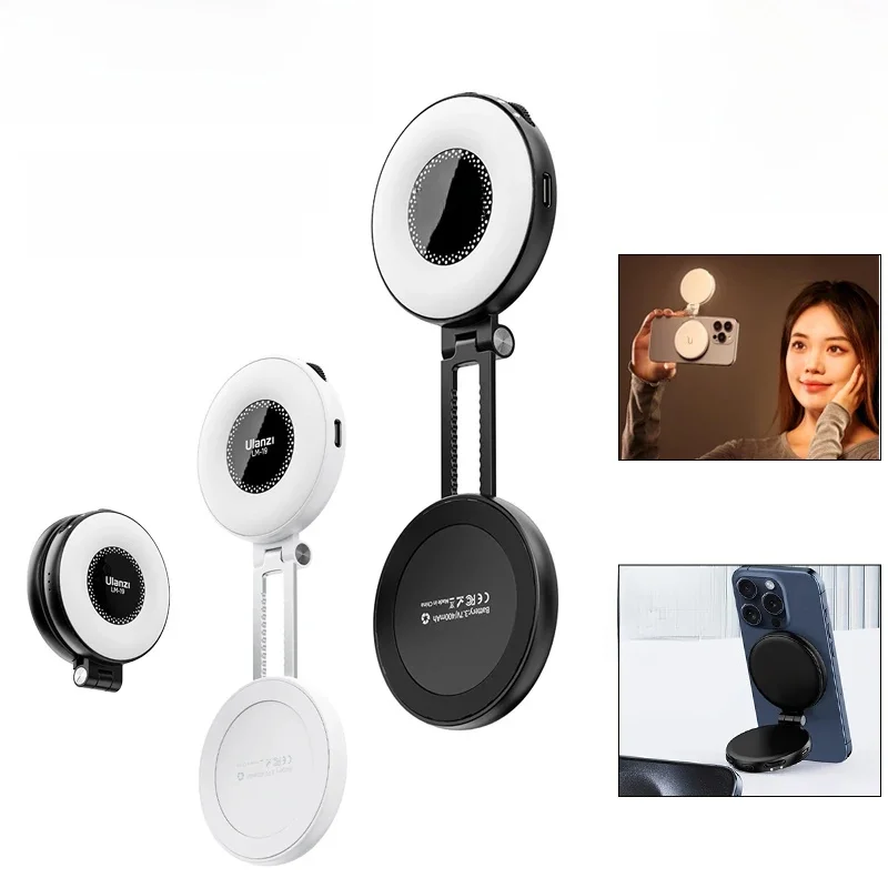 Ulanzi LM19 téléphone portable Selfie lumière bicolore poche LED magnétique Mini anneau lampe photographie pour iPhone 16 15 Apple 14 13 Pro 3