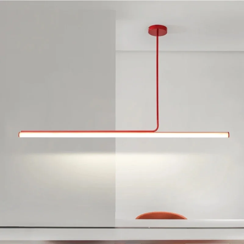 Lampy wiszące w stylu Retro minimalistyczny nordic długa rurka światło jadalnia lampa stołowa kreatywny lada barowa pasek luksusowy połysk loft światła — 2