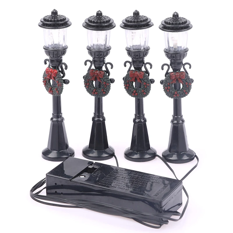 4Pcs/Set Christmas Mini Street Light Models Dollhouse Streetlight Micro-Landscape Fairy Garden Akcesoria