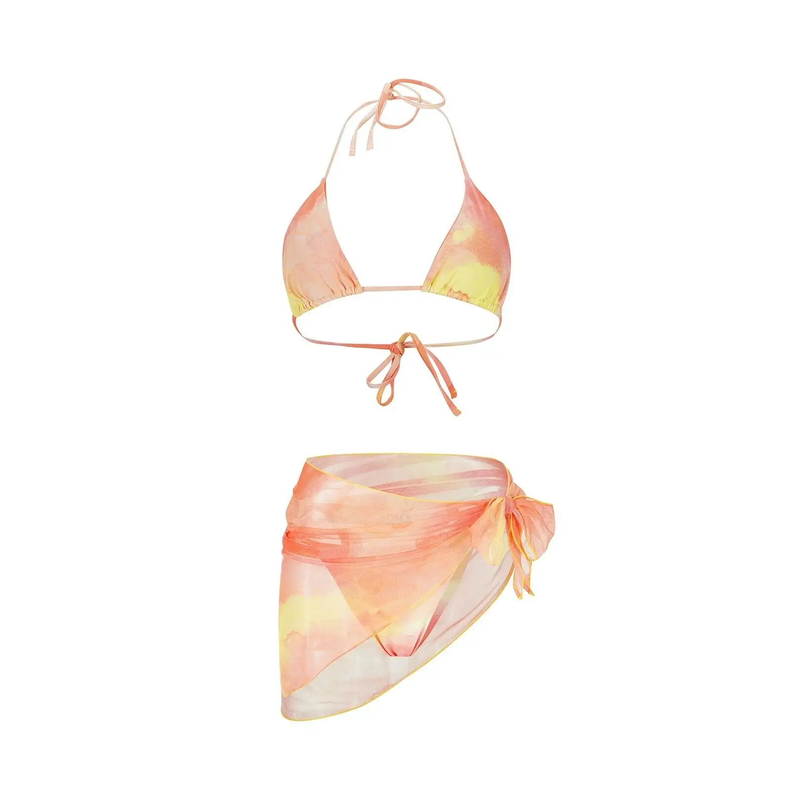 Trajes de baño Conjunto de 3 piezas para mujer Traje de baño bikini sexy con traje de baño tipo pareo