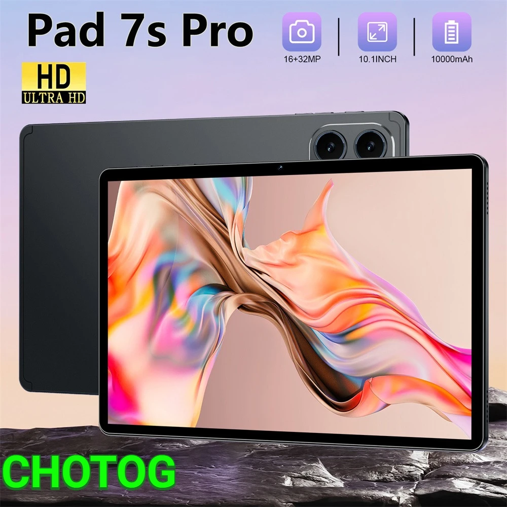 CHOTOG 2026 Nieuwe Pad 7s Pro Tablet 10.1 inch Tablets 5G Dual SIM Kaart Kinderen Tablet Origineel 10000mAh Globale Versie Tablet Android 15 22GB+2TB Tablet PC