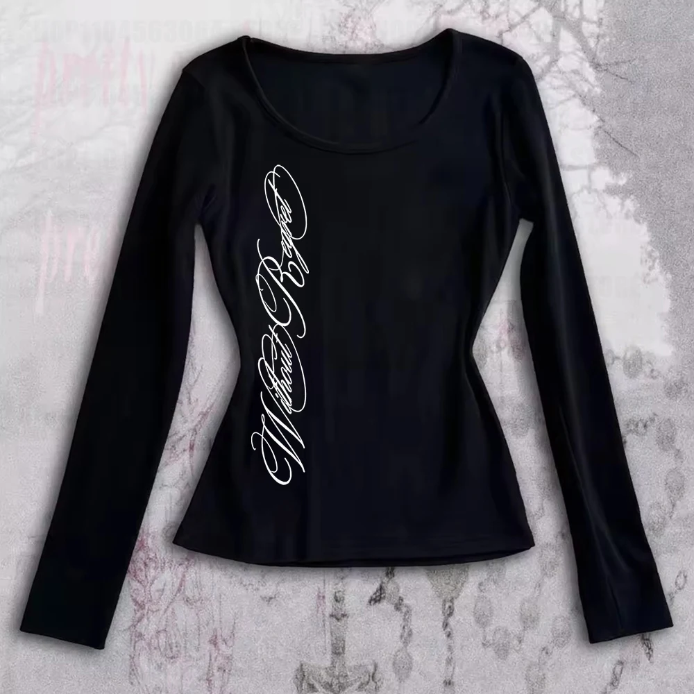 

Kawaii милая женская одежда с узором для девочек, уличная одежда в стиле ретро в стиле Харадзюку, модная летняя футболка с длинными рукавами и принтом 2000-х годов