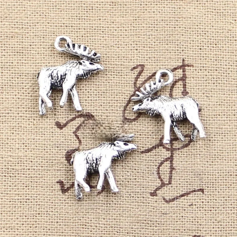 20 sztuk Charms łoś jeleni 18x16mm antyczne srebro kolor Plated wisiorki dokonywanie DIY Handmade tybetański srebrny kolor biżuteria — zdjęcie 2