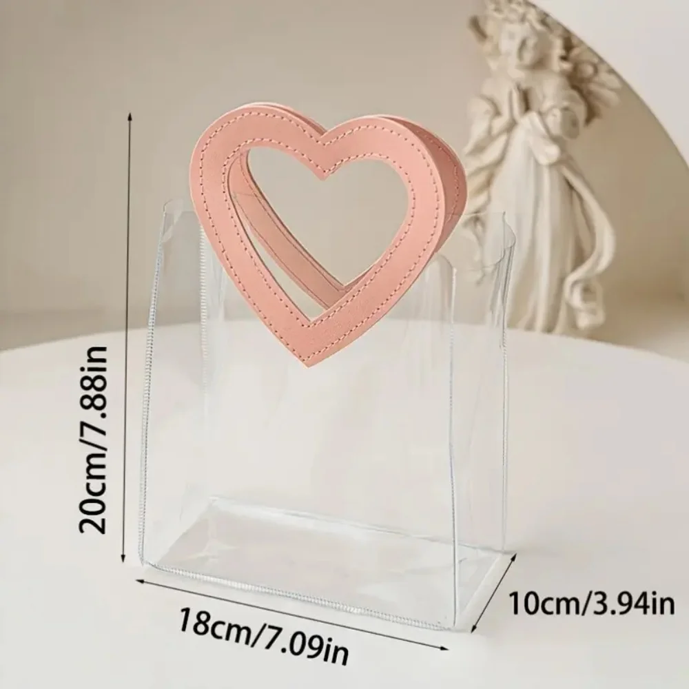 3 Heart-Shaped Handle Gift Bags, Reusable Tote Bags, Party, Romantic Design, Wedding, Valentine's Gift Bags, Christmas.
