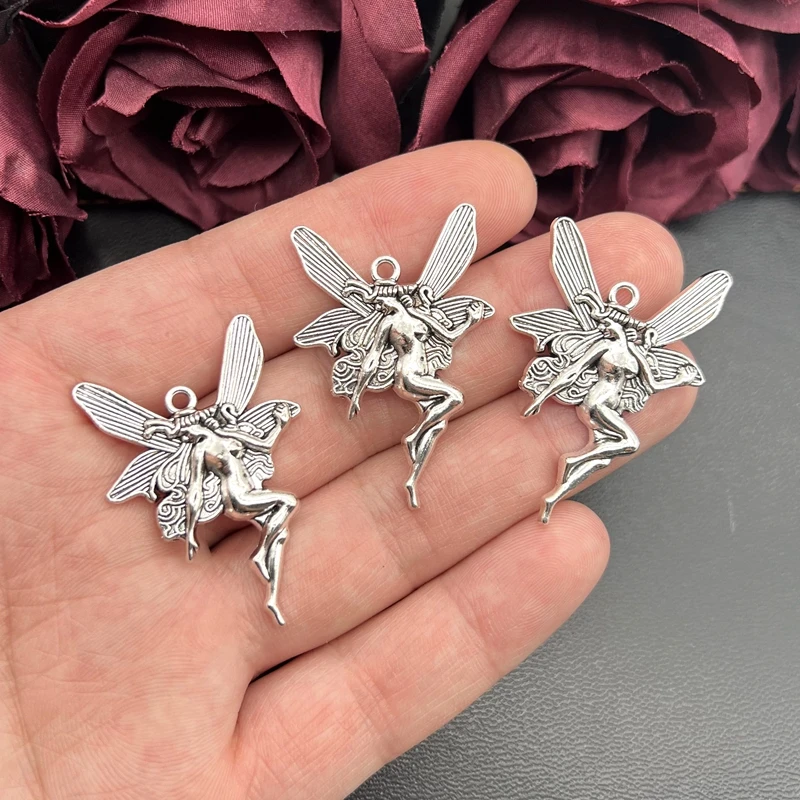 

5pcs 43*29mm Charms Butterfly Fairy Angel Handmade Craft Pendant Making DIY Making Findings Handmade Tibetan Jewelry