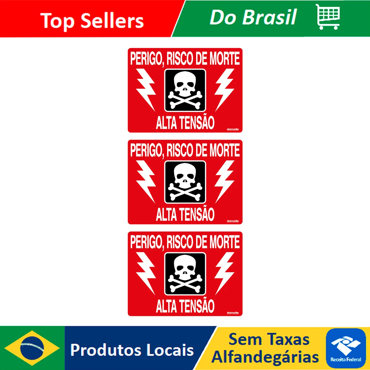 Combo 3 Signs Signs Danger Death Risk High Voltage 20X15 Ekomunike - S-222 F9e