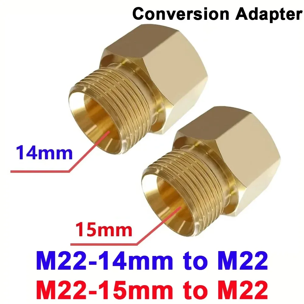 Pressure Washer Conversion M22 15mm Female Thread to M22 14mm Male Quick Connect Fitting Connector for High Pressure Wash Gun