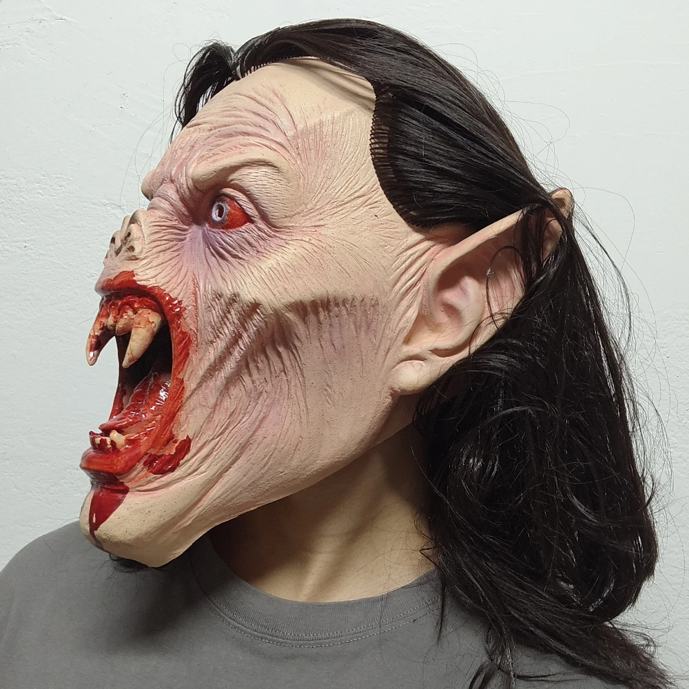 قناع مصاص دماء واقعي ومخيف للهالوين وحفلات التنكر وأفلام الرعب للبالغين