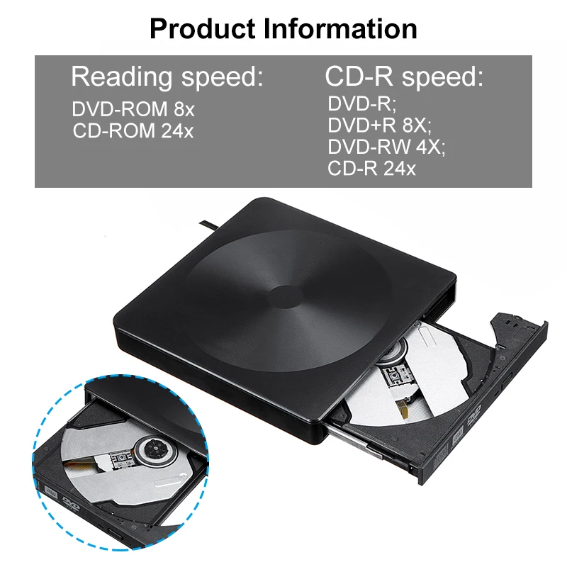 Type C USB 3.0 External CD And DVD Player RW DVD CD Writer Drive Burner Reader External DVD CD Drive For Laptop Desktop