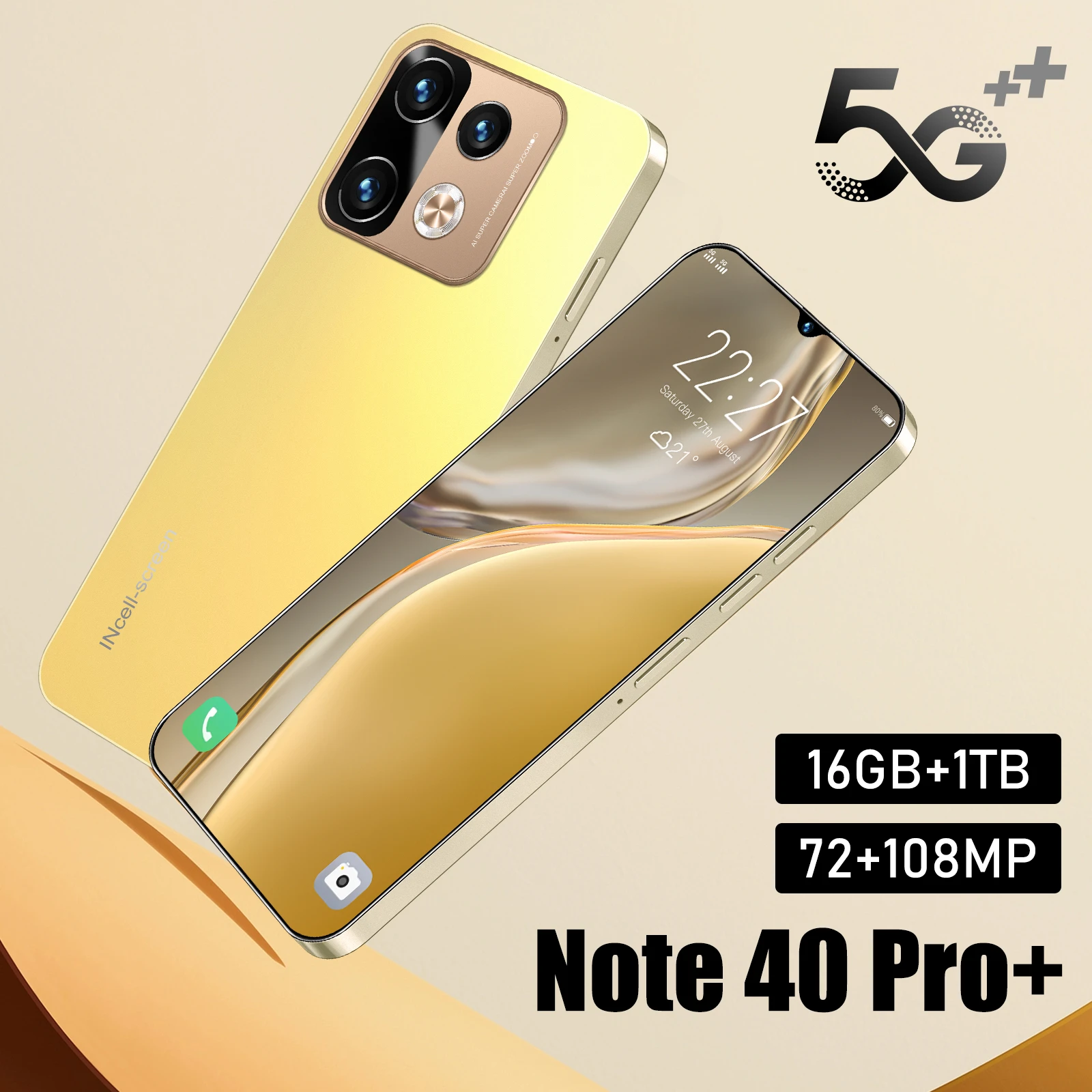 Hot New Note 40 Pro  Smartphone 6.8 inch Full Screen 4G/5G Cell Phone 16GB+1TB 7800mAh Mobile Phones Global Version Celulares