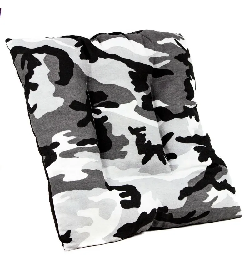 Cushion bed for pet cats dogs 60x60x10cm with thick and comfortable padding. Gray camouflage print. Cosshano