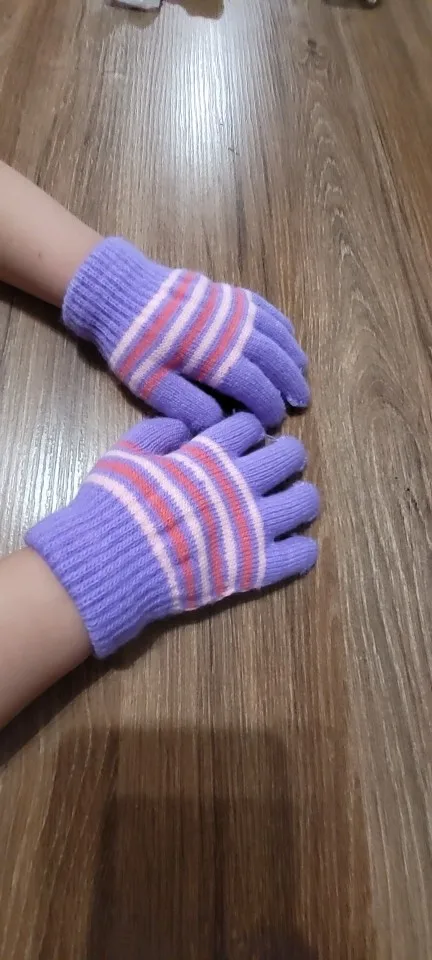 Baby Boys Girls Full Finger Gloves Winter Knitted Stripe Mitten Kids Outdoor Gloves for 1 2 3 4 5 Years Old Children Accessories photo review
