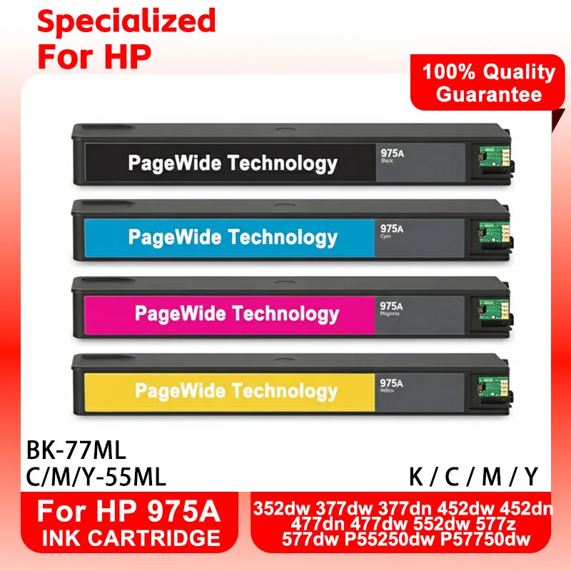 

For HP 975A Compatible Ink Cartridges For PageWide 377dw 352dw 452dw 452dn 477dw 477dn 552dw 577dw 577z Printer With Pigment Ink