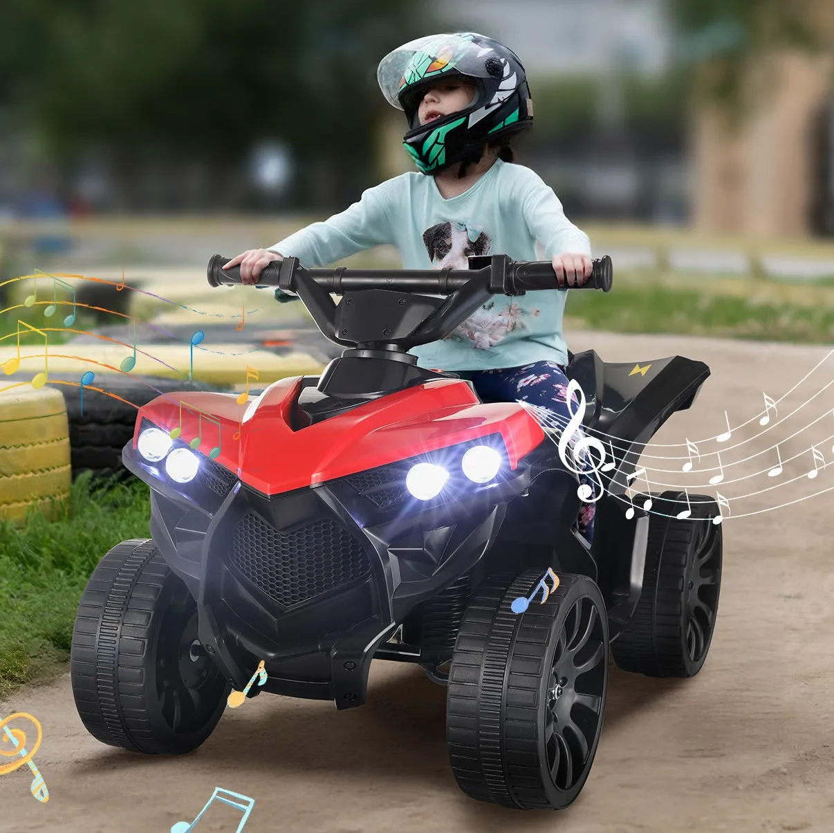 

Kids Electric Car, 6V Toddler ATV Ride-On Toy, 4-Wheel Battery Powered Motorbike for Kids 1-6 Years Old, In/Outdoor Playroom