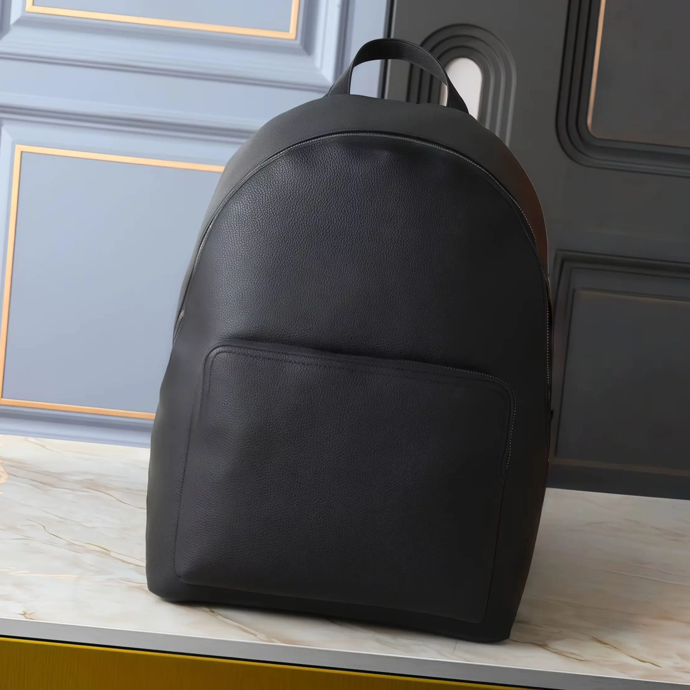 

2026 Новый рюкзак унисекс, удобный и простой кожаный, в двух цветах: черный (32 x 42 x 19 см)