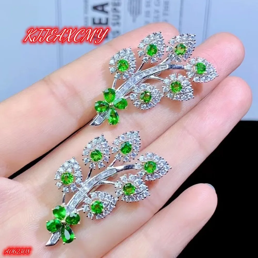 

KJJEAXCMY Brand Jewelry 925 Sterling Silver Inlaid with Real Pure Natural Diopside Women's Breast Pin Girl Party Gift
