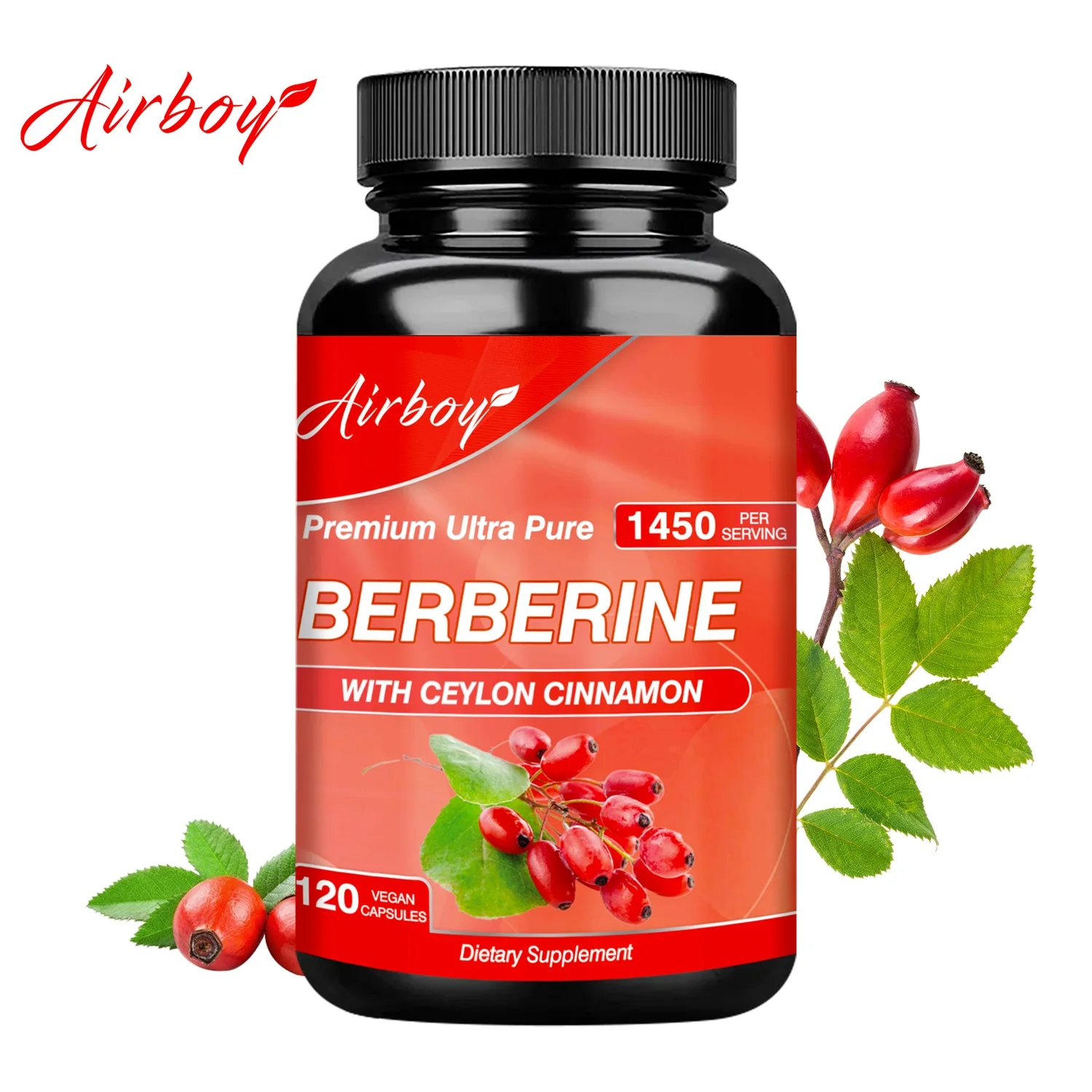 Berberine Capsules - with Ceylon Cinnamon - Blood Sugar Balance, Cardiovascular Health, Promote Metabolism - 120 Capsules