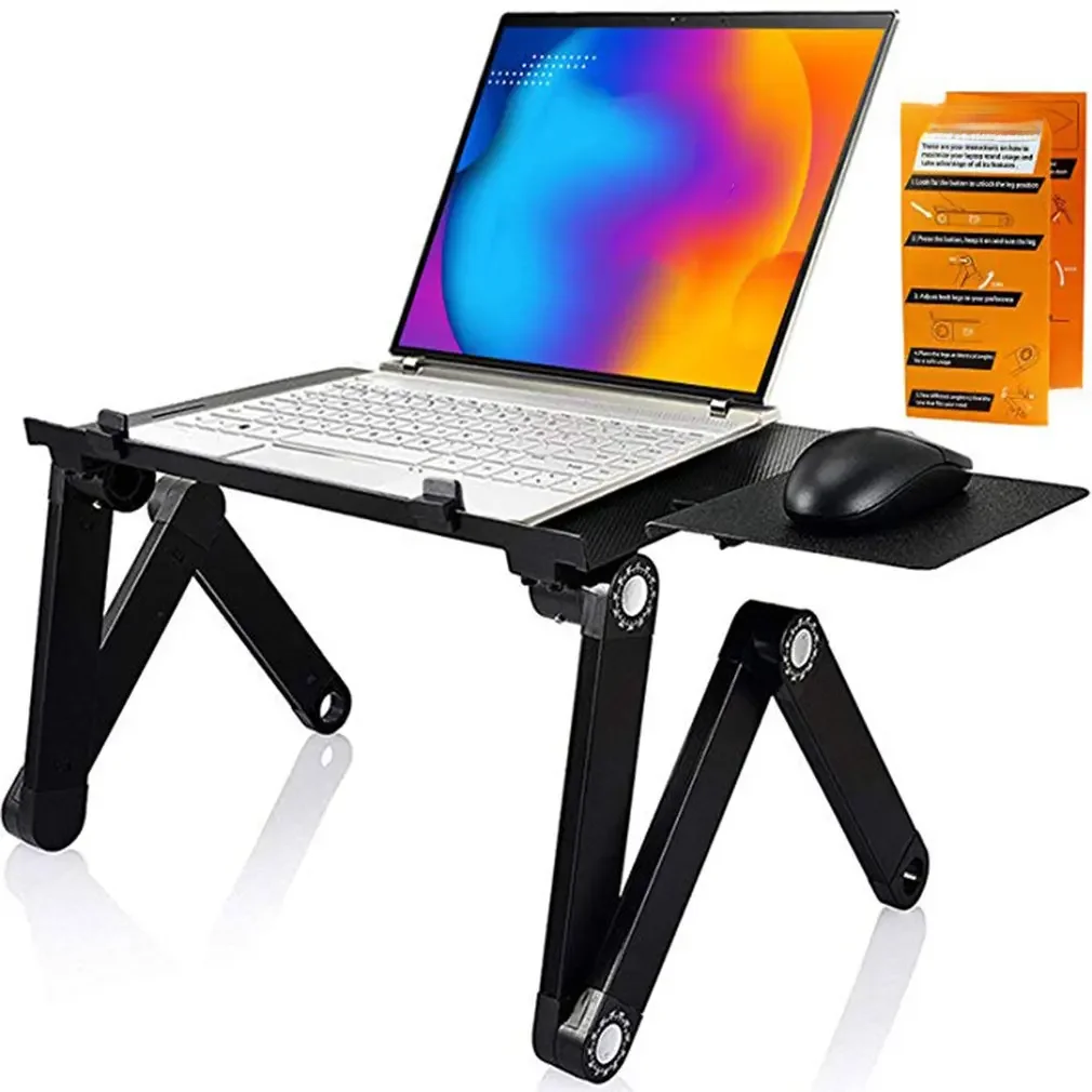 Stolik na laptopa ze stopu aluminium składany Notebook podstawka biurowa z wentylatorem podwójne wentylatory łóżko Laptop taca biurko łóżko biuro biurko szkolne — zdjęcie 2