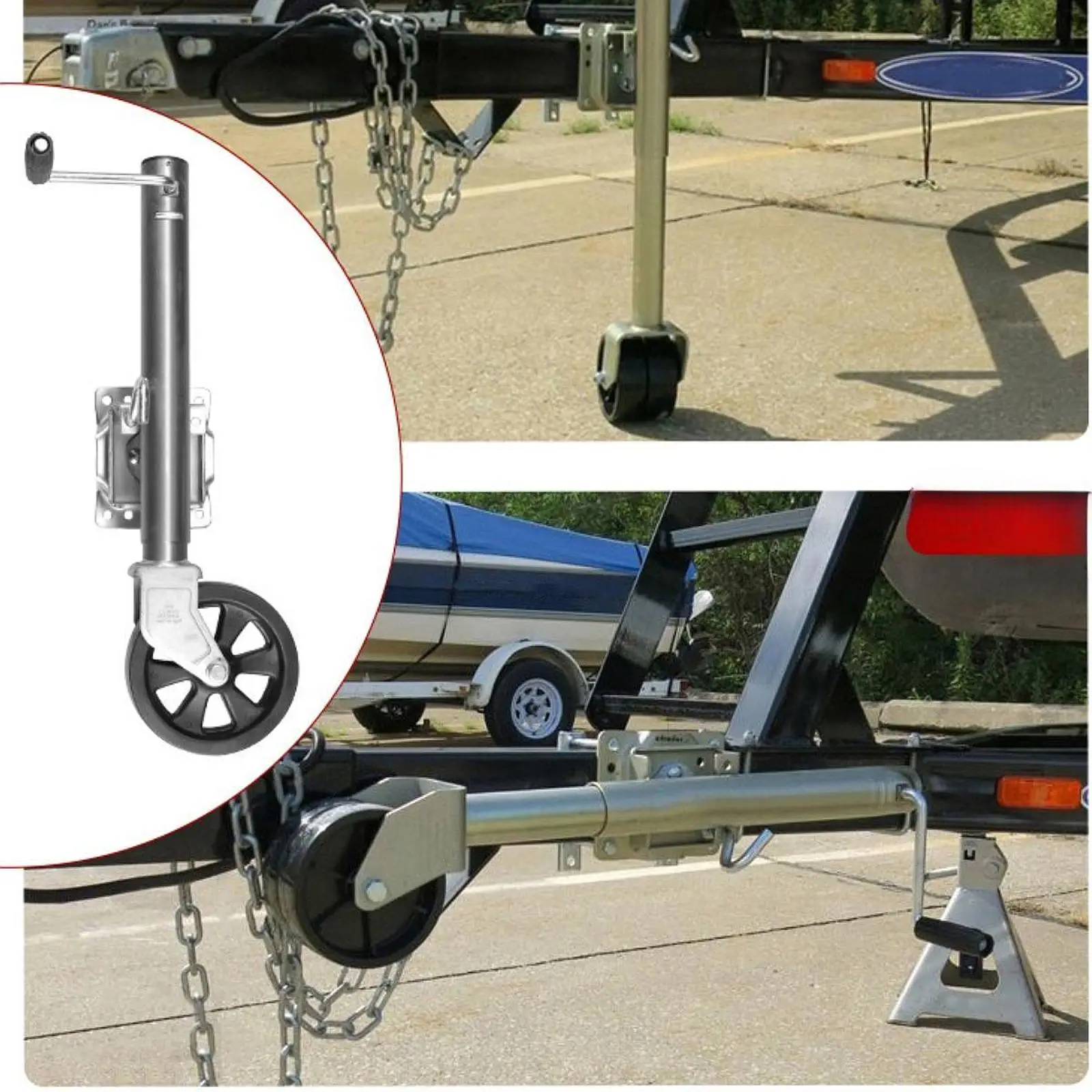 Solid Wheel Sidewind Round Swivel Trailer Jack With Bolt, Boat Trailer Jack Stable 1500 lbs Trailer Jack for Trailer Garden Boat
