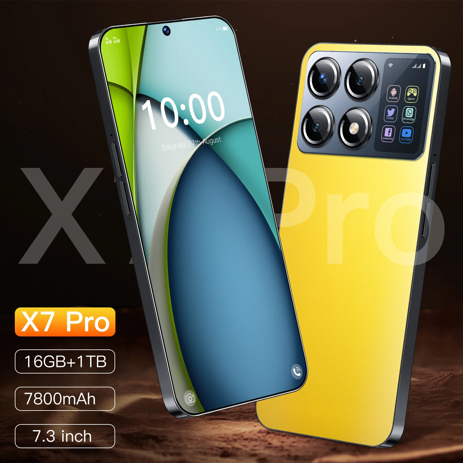 New X7 Pro 2024 Smartphone 7.3 inch Full Screen 4G/5G Global Version Cell Phone 16TB+1TB 7800mAh Mobile Phones 108MP Celulares