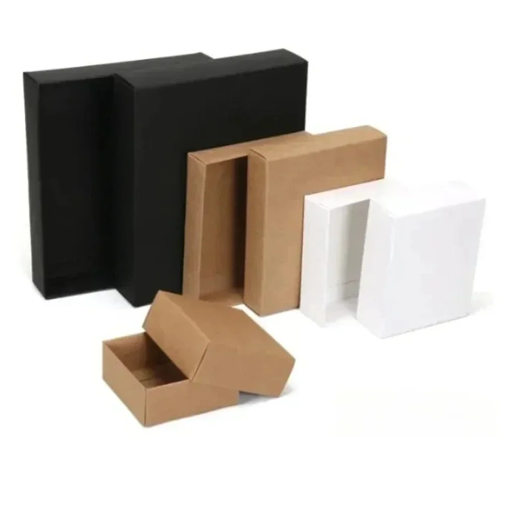 Boîte-cadeau artisanale en kraft avec couvercle, petits freins en papier mignons pour l'emballage, carton vierge, boîte-cadeau multi-taille, 20 pièces