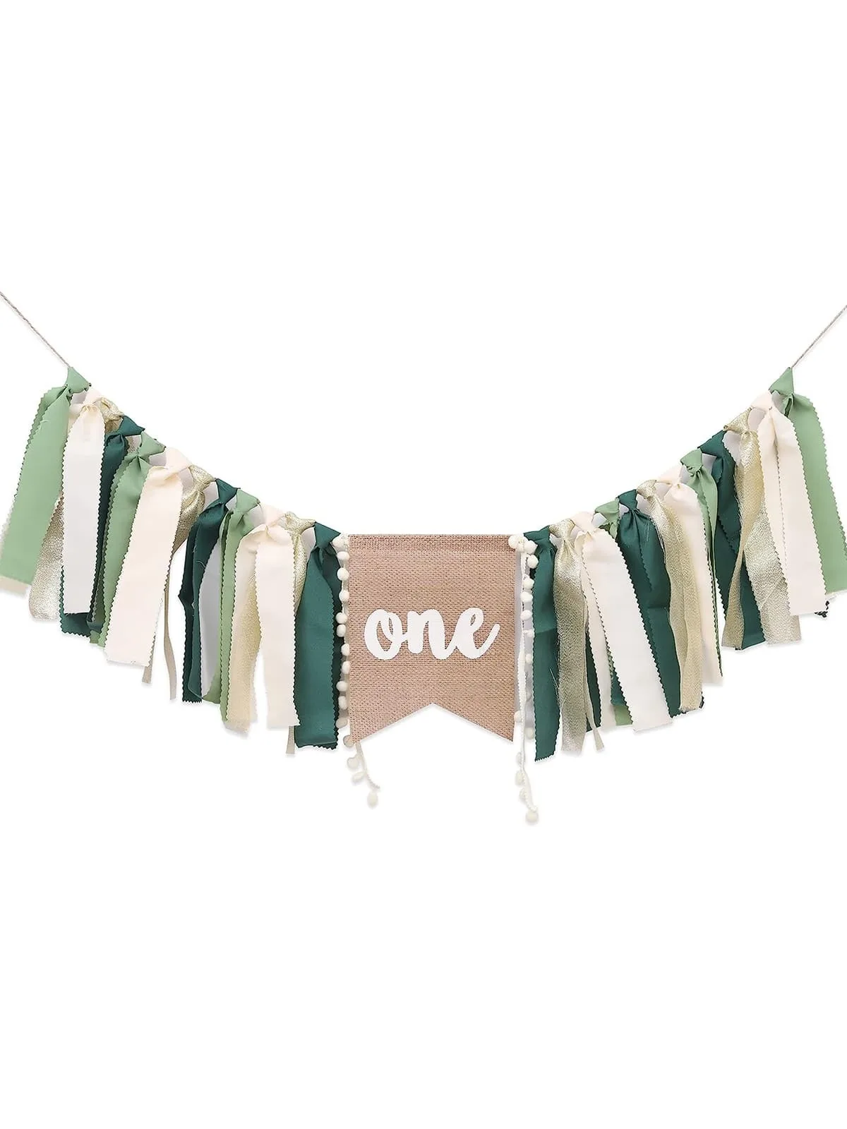 Birthday Party Decoration Kids Photo Photo Prop Banner Striped Fabric Table Pull Flag Green Theme Decoration