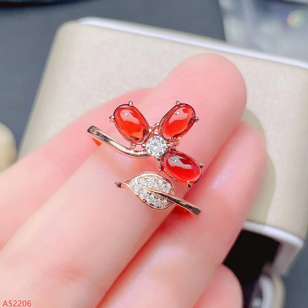 

Fine Jewelry 100% 925 Sterling Silver Natural Garnet Gemstone Ladies Ring Glossy Party Birthday Gift Marry Girl Got Engaged New