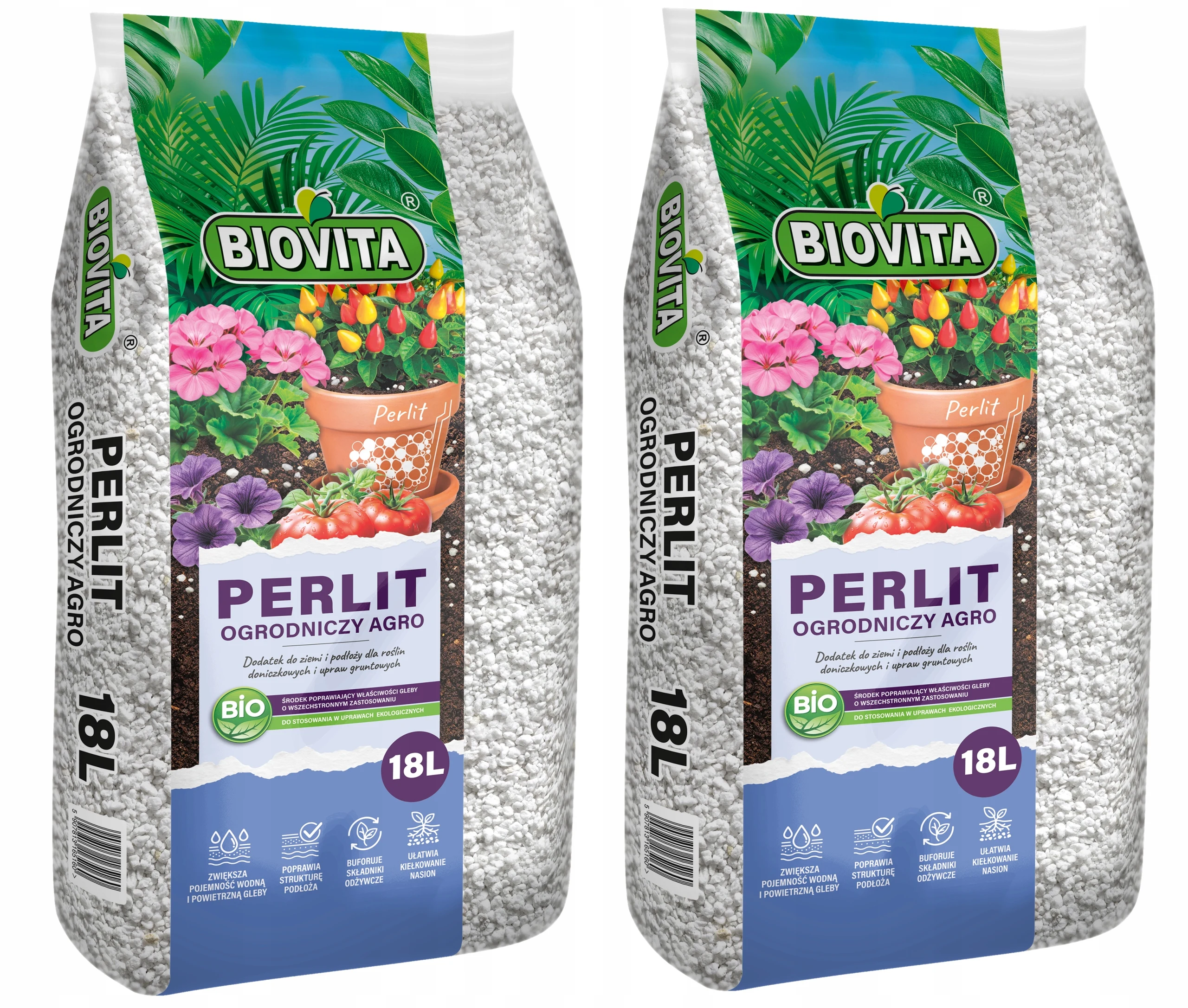 Kit 2X 18L Biovita Perlit Tuinbodemverbeteraar Wit
