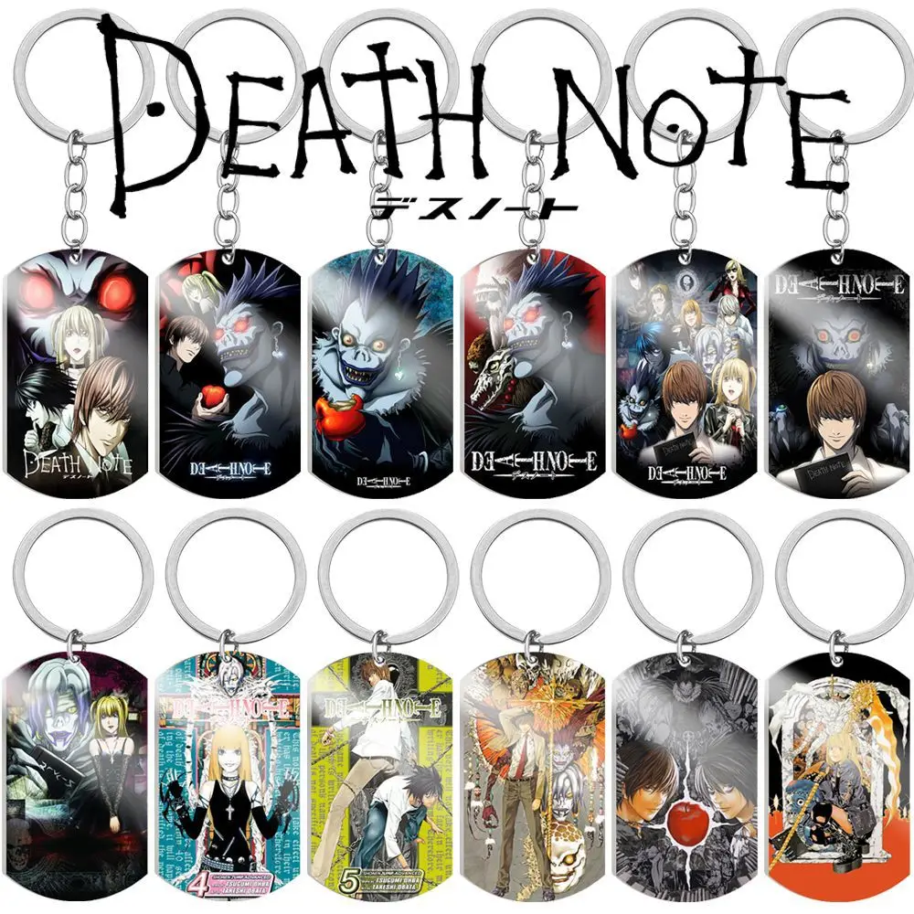 Anime Death Note Keychain Cartoon Figure Yagami Light Stainless Steel Pendant Keyring Jewelry