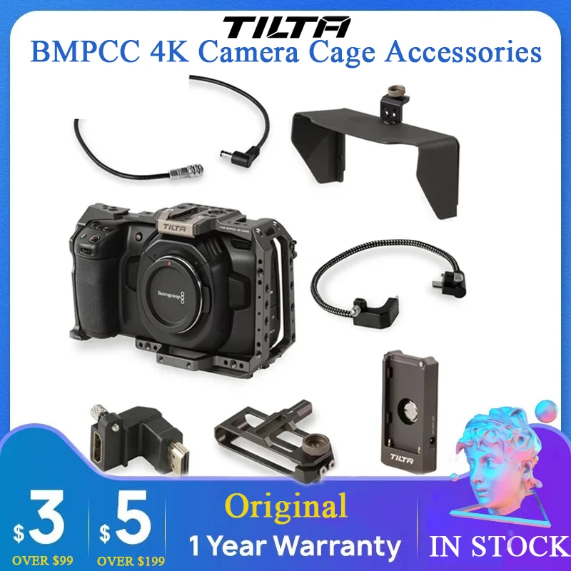 Tilta BMPCC 4K Camera Cage Accessories SSD Drive Holder 20mm USB-C Cable F970 Side Focus Hand LMS Baseplate Partial Sunhood