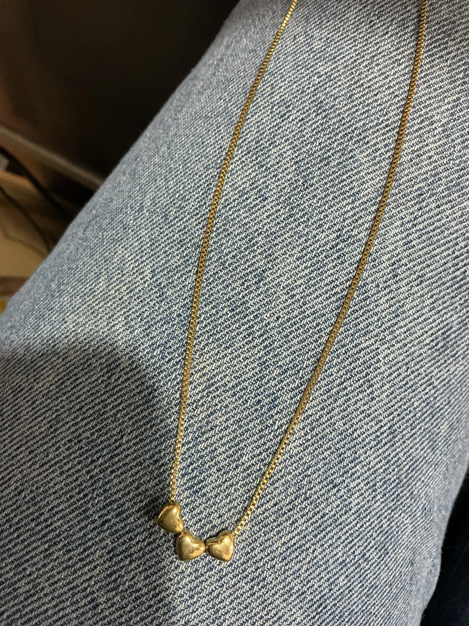 Cute Triple Color Heart Beads Necklace for Women Fashion Gold Plated Stainless Steel Charm Necklaces Waterproof Jewelry photo review