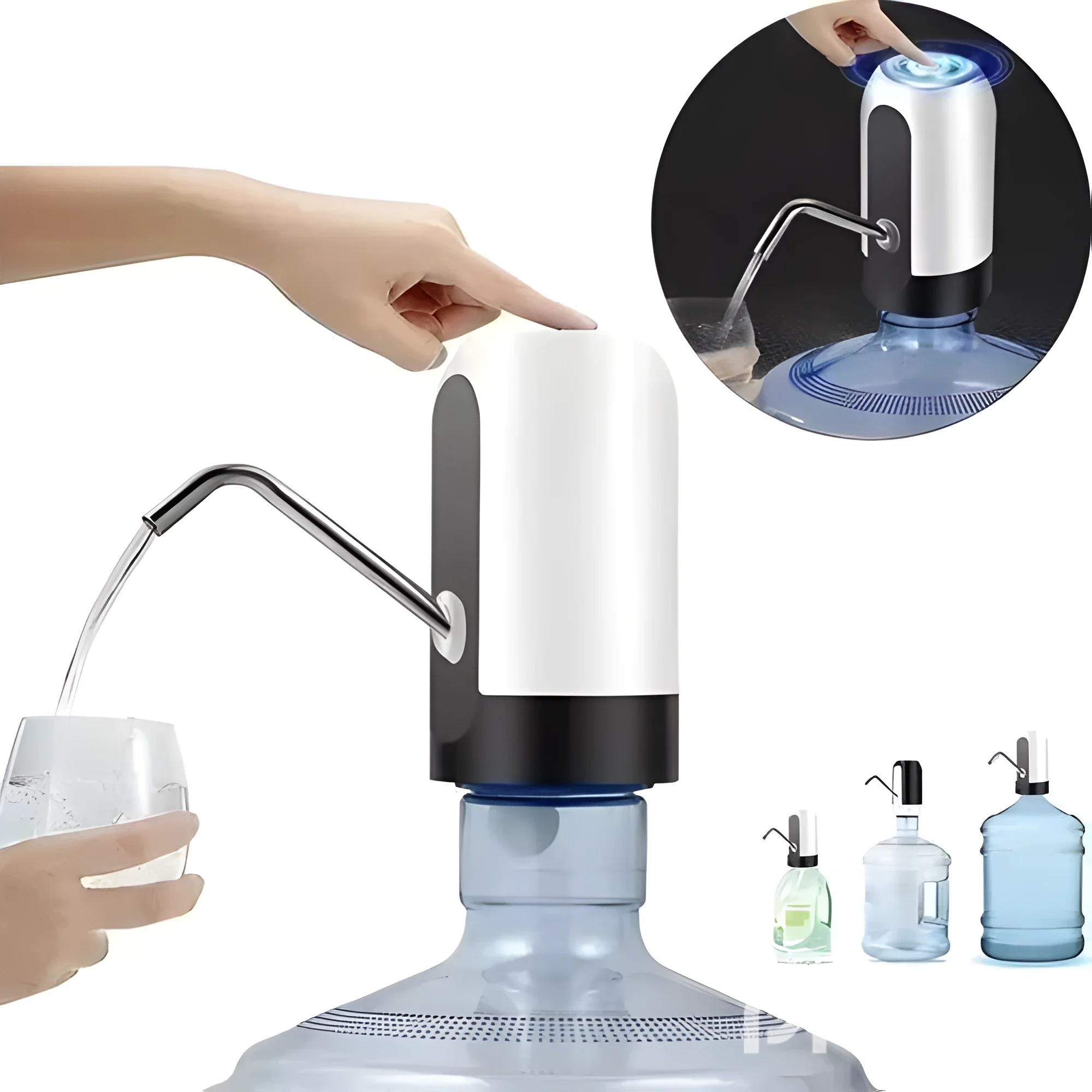 Dispensador De Agua Automático Para Botellon Recargable Color Blanco Y Negro
